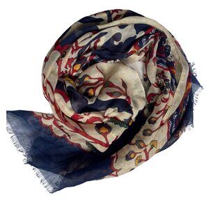 Men's Navy & Cream Patterned Scarf